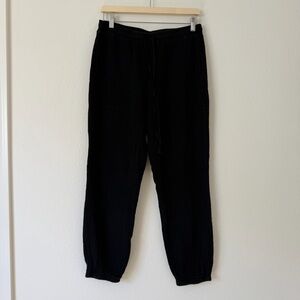 Raquel Allegra Gauze Cotton Cameron Jogger Pant Black Size 2 Medium M Lagenlook
